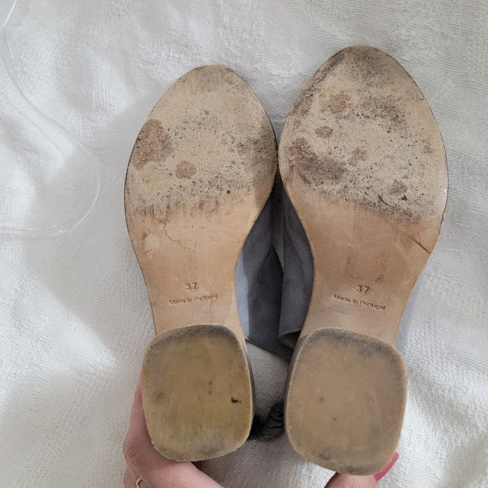 COS Gray Suede Slingback Block Heel Pumps Portugal EUR 37 US 7 Minimalist